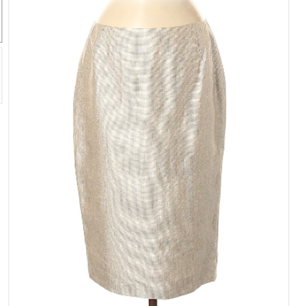 ESCADA Tan Silk & Linen Pencil Skirt NWOT